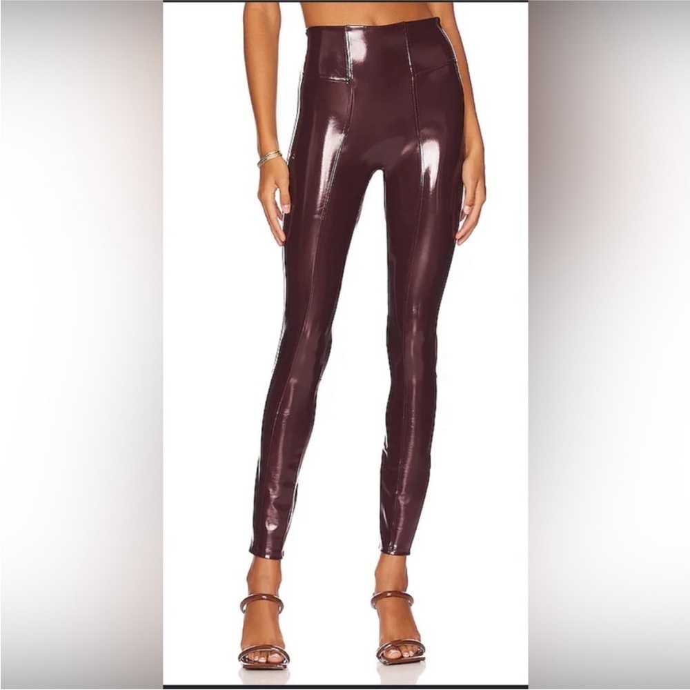 Spanx Faux Patent Leather Leggings in Ruby